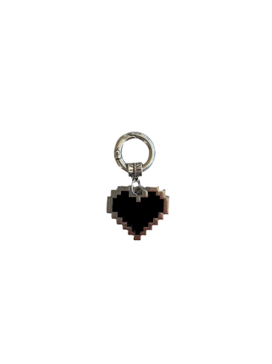 DIGITAL BLACK HEART Bag Charm