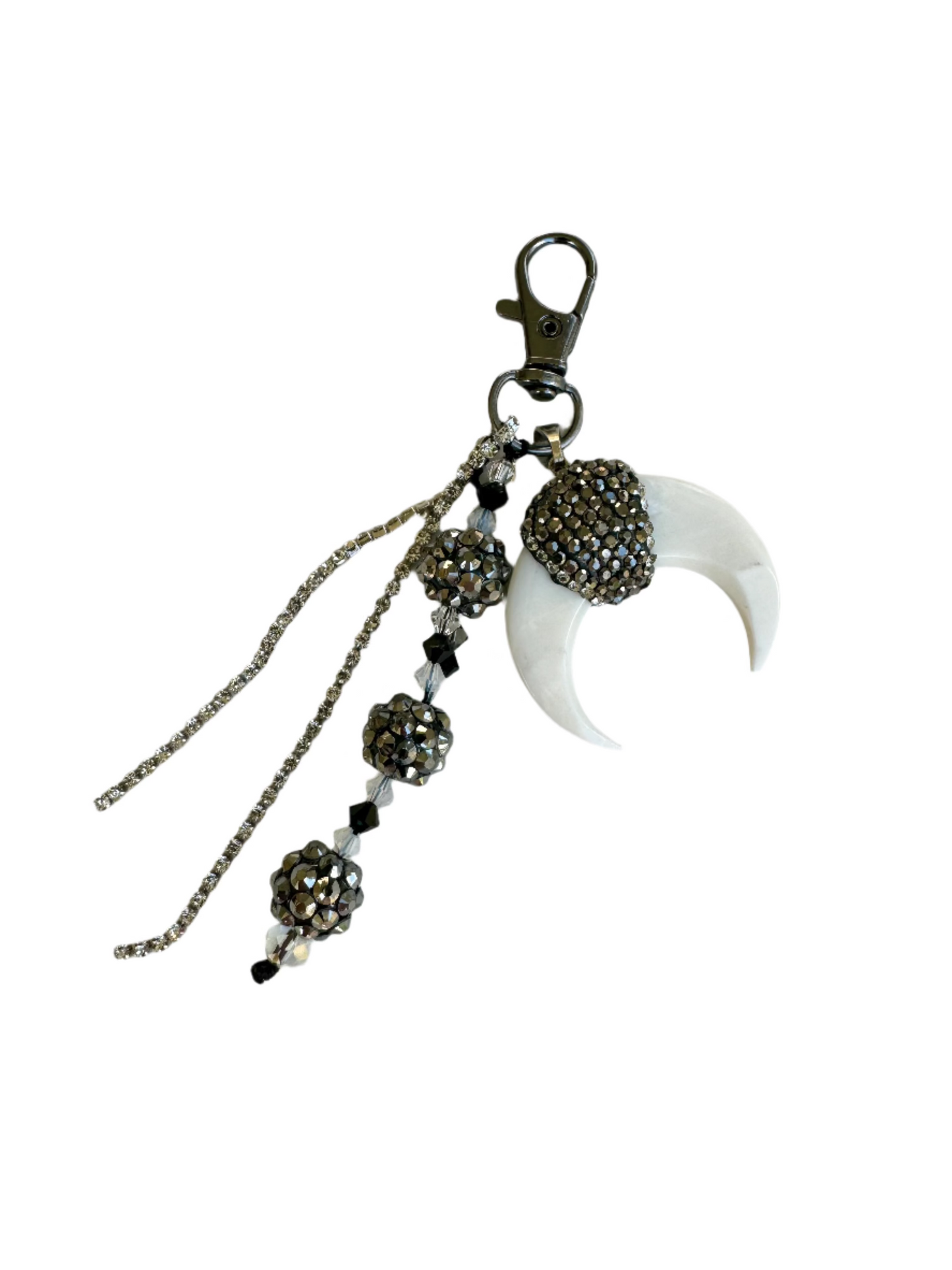 CRYSTAL CRESCENT BONE Bag Charm