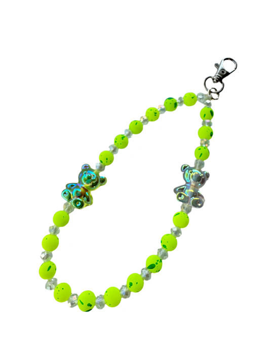 NEON GREEN GUMMY BEAR Cell Phone Wristlet