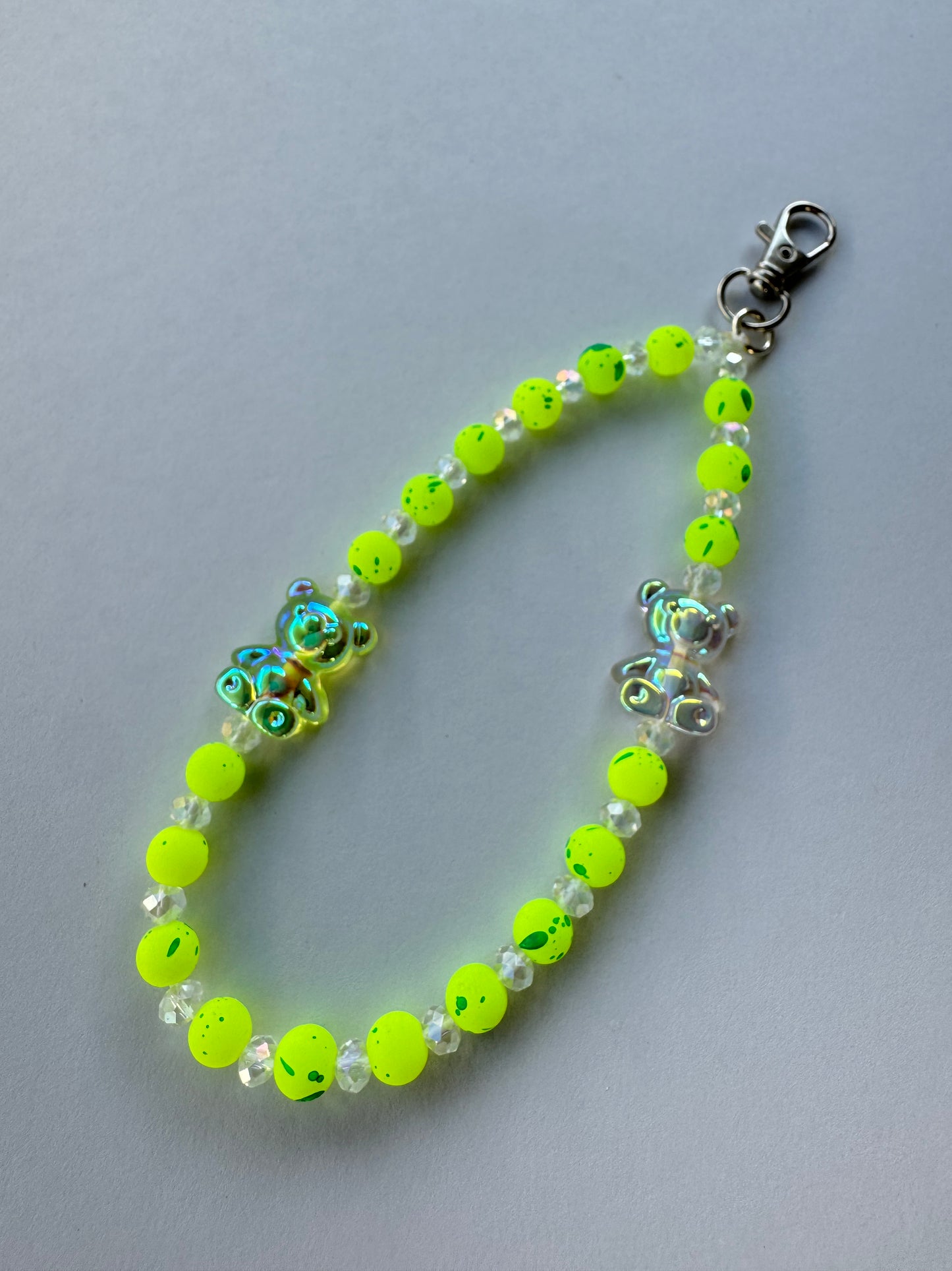 NEON GREEN GUMMY BEAR Cell Phone Wristlet