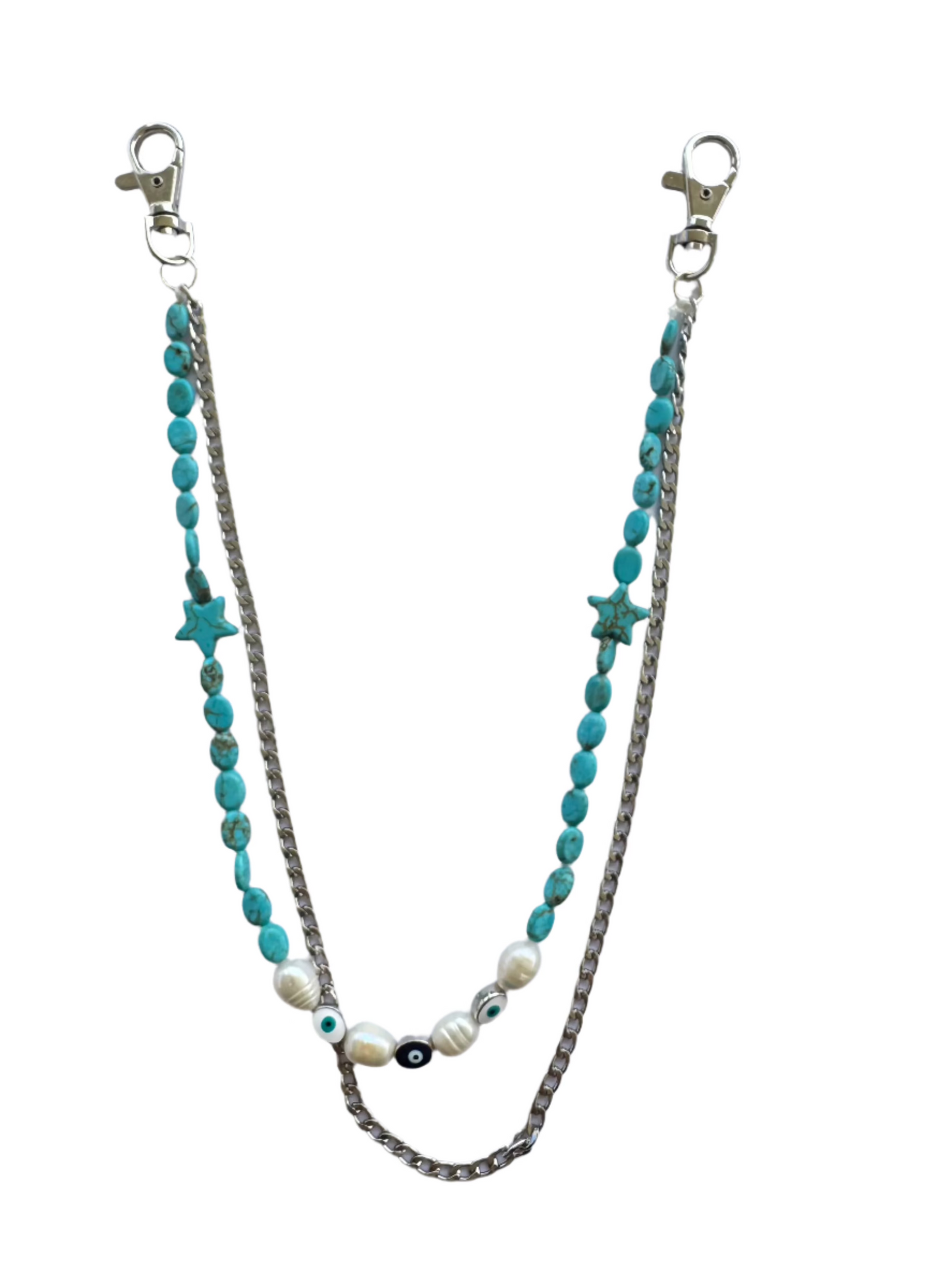 TURQUOISE NAZAR STAR bag charm necklace